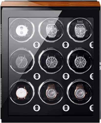 FENOKD Automatic Watch Winder for 4/6/ 9 Watches Adjustable Watch Pillows Light Quiet Motor 4 Rotation Mode Settings