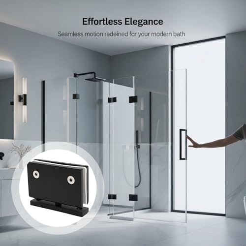 Charnière de porte de douche noire mate rotative à 360° en inox durable - 3