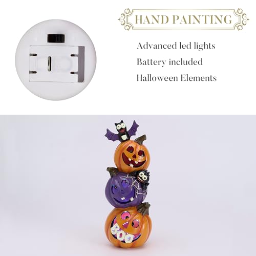 🎃 Lustige Halloween Deko: 25cm Harz Kürbis Figur mit LED Licht – Gruselige Tischornamente für die perfekte Halloween Party! 👻 – Bild 7