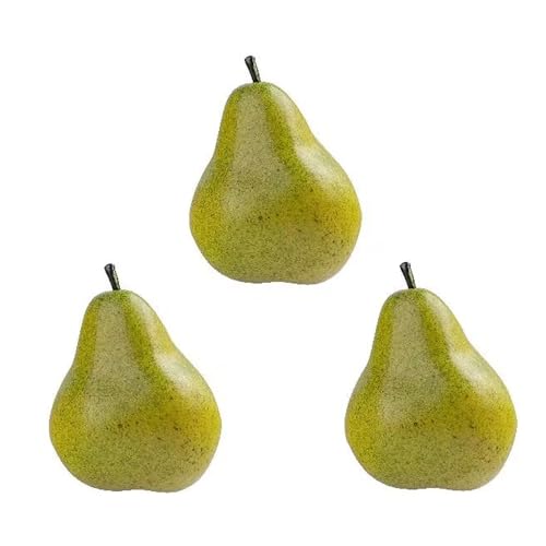Mellsunny 3Pcs Artificial Pears Lifelike Fake Pears Simulation Fruits Model Photo Props for Home Kitchen Party Shop Table Centerpieces Display Festival Decor (Green)