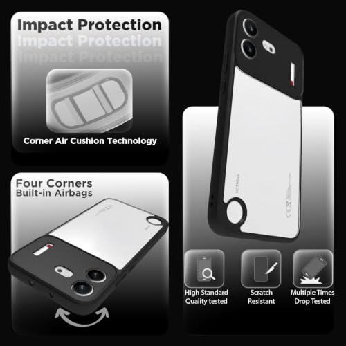 Image of RIGGEAR Shockproof Sleek Hybrid Armor Back Cover Case for Nothing Phone 4b 5G (Clear PC + Black TPU Bumper)