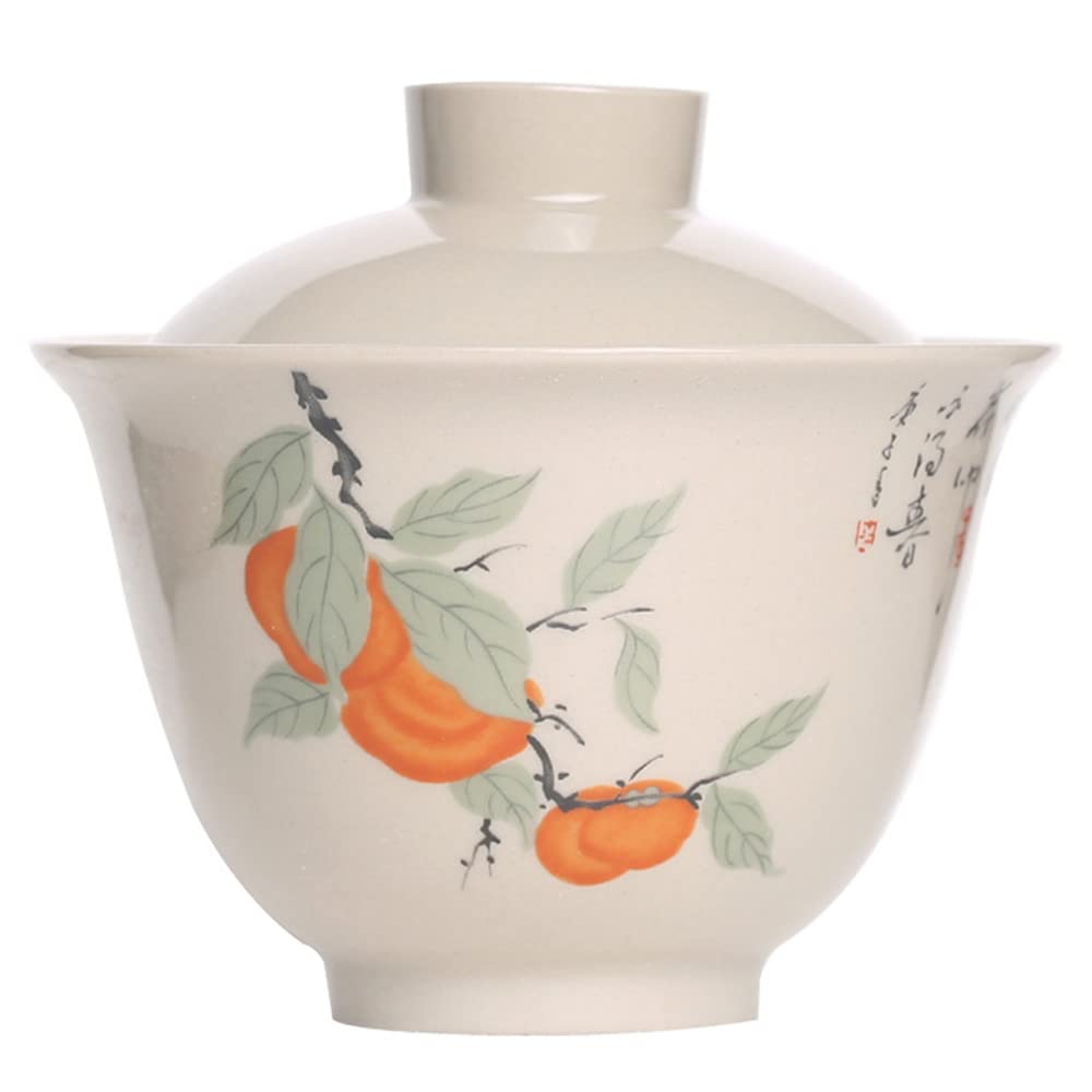Czarny ceramiczny zestaw do herbaty Gaiwan Kung Fu 150 ml z wzorem persymony 8,8 x 8 cm