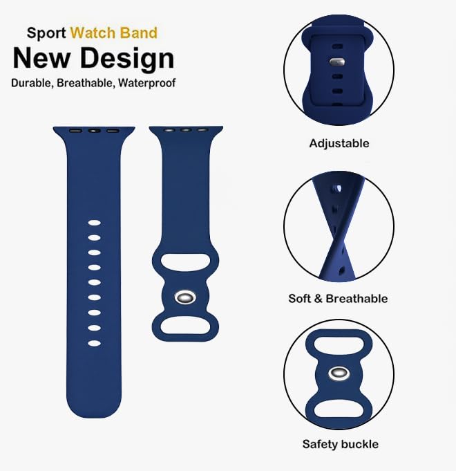 Image of 8 Pack Bands Compatible with Apple Watch Band 38mm 40mm 41mm 42mm 44mm 45mm 46mm 49mm for Women Men, Soft Silicone Sport Strap for iWatch Series Ultra 11 10 9 8 7 6 5 4 3 2 1 SE /SE 2nd /SE 3nd