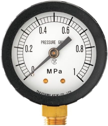 Takashima 1203901H Plastic Vacuum Gauge (A-Framed, φ50), Pressure Range: 0.0-0.1 MPa, G1/4 [1203901]