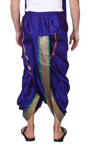Image of Rameshwaram Fabrics Mens Ready to Wear Silk Dhoti with Angwastra Set - Pocket Dhothi
