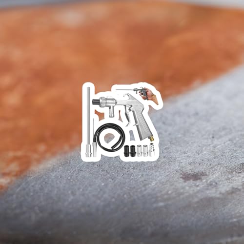 EUMAYES Sandstrahlpistole Druckluft Set, Sandstrahlen Pistole Kit mit Langer Sandstrahldüse und Metalldüsen von 5MM/6MM Kaliber, 1M Langem Gummischlauch und Luftanschlussnippel für Sandstrahlen