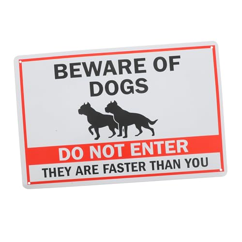 UTHCLO Vintage Dog Warning Sign Metal Tin Decor Weatherproof UV Protected Garden Wall Plaque with Pre-drilled for Easy Outdoor Installation