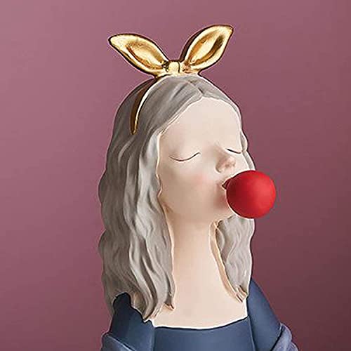 Joylern Girl Figurine Fashion Girl Statue Modern Girl Figurine Ornaments Girl Sculpture For Livingroom Home Decor Wedding Characters Figure Decoration - Gray Blue, Size S #TOP2