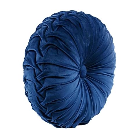 Lush Decor Round Pleated Soft Velvet Decorative Pillow Cover
