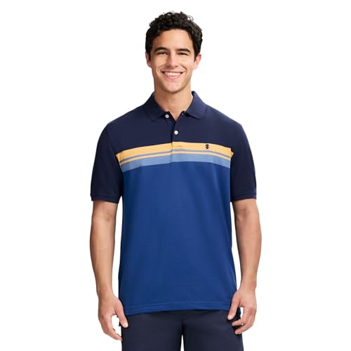 IZOD Men's Advantage Performance Short Sleeve Stripe Polo Shirt