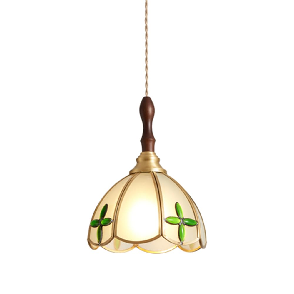 Plafonnier suspendu en verre dôme et lustre vintage doré E27