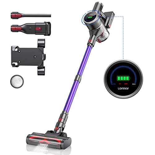Laresar Aspirapolvere Senza Fili 33Kpa 400W Scopa Elettrica Senza Fili Potente Batteria Rimovibile 55 Min Display a LED per Aspirazione Regolabile con Manopola Aspirapolvere Anti-groviglio Elite 5