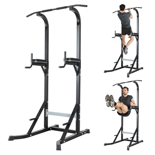NOVONOVA 4 IN 1 Maquina Dominadas En Casa, Power Rack con Barra Dominadas gimnasio en casa, Pull Up Station Entrenamiento Multifuncional, Rack Dominadas es adecuada para hacer flexiones,max.150kg