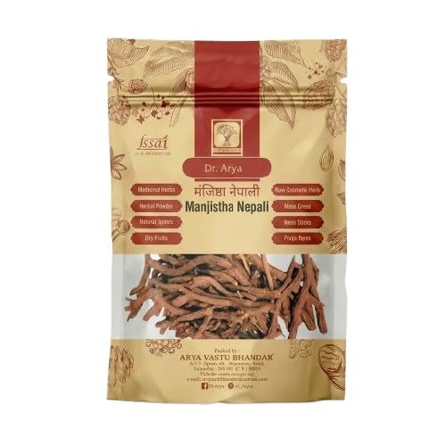 Dr. Arya's Majeeth Root 100gm | Manjistha Nepali | 100% Pure Ayurvedic Formula | Manjistha Stick Dried for Skin, Hair, Joint & Immune Support | Eating