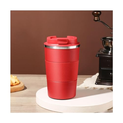 SUREK Tazas de café reutilizables de acero inoxidable con tapa, vaso aislado de viaje, portátil, taza para beber en casa, oficina, taza de té, resistente