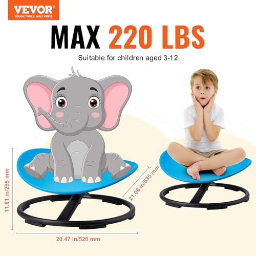 Image of VEVOR Kids Swivel Chair, 220 LBS Capacity, Sensory Spinning Chair, Autistic Kids Sensory Toy with Non-Slip Metal Base, Toddler Sit and Spin for Coordination Balance Focus Training Blue