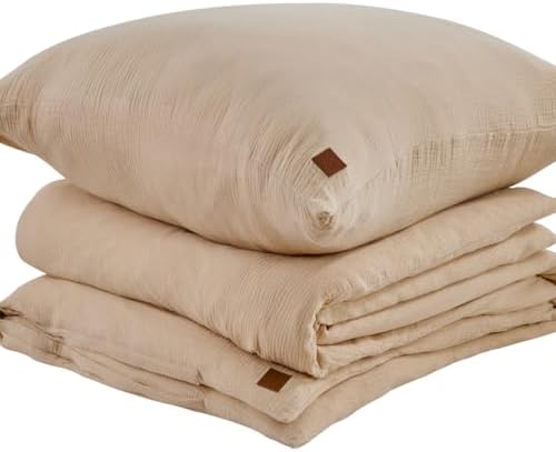 ADDSOUL Musselin Bettwäsche Set 135x200cm + 80x80cm Oeko Tex 100 