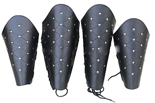 NauticalMart Spartan Arm and Leg Guards Set Medieval Costume Black
