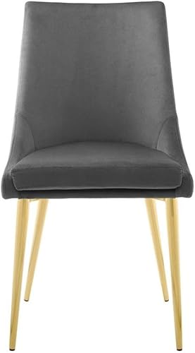 Miniatura 4 de Modway Viscount Performance - Silla de comedor de terciopelo con patas de acero inoxidable doradas en gris, 19 pulgadas de largo x 34 pulgadas de