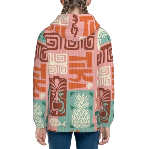 Exotic Tiki Pattern Kids Pullover Hoodies Boys Sweatshirts Girls Athletic Clothes with Pocket4