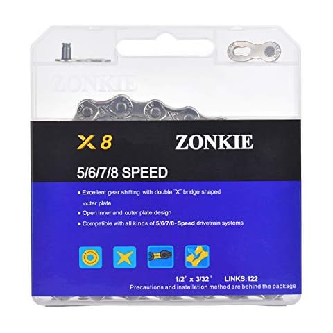ZONKIE 5-8 Speed Bike Chain 122 Links Cover