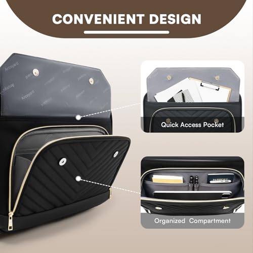 Image of Arcoyard Rolling Laptop Bag Women, Rolling Briefcase for Women for Work, 17 Inch Computer Bag with Wheels, Fashion Flap Laptop Bag With Wheels for Work Business, TSA Friendly Design, Black