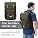 VASCHY Outdoor Hiking Waterproof Rucksack College Bookbag 15.6in Laptop Backpack Green