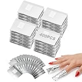 HIWRBDTI 400 PCS Nail Foil - 2.56 x 3.54 Inches Gel Nail Polish Remover Foil Wraps for Nails, Soak Off Foils with Pre-attached Lint-Free Cotton Pads for Home and Salon