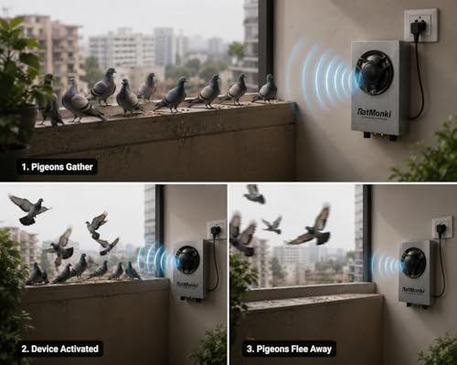 Image of RepellQ Bird Repellent System,Very Loud & Noisy Frequency Sound, Bird Deterrent Device to Keep Birds Away from Indoors, Outdoors Such as Pigeons, Crows, Bat (2500 Sq. Feet Area)