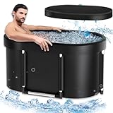 Eisbaden Tonne, Eisbad Set- Ice Bath Kältetherapie für Sportler Athleten - Eisbaden Tonne für Zuhause 116 x 58 x 55 cm Großer Eisbadeeimer - Freien116 cm Faltbare Tragbare Badewanne