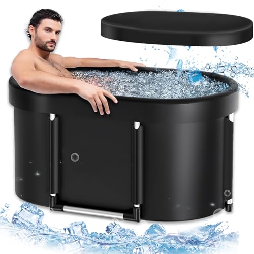 Ice Bath Tub, Baignoire de Glacé, Ensemble de Bain Glacé Thérapie par Le Froid pour Sportifs 116,8 x 59 x 56 cm, Grand Baignoire Portable Pliable pour Bain Froid Extérieur Intérieur 489 L