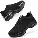 Womens Orthopedic Trainers Running Shoes Air Cushion Athletic Sports Lightweight Tennis Walking Sneakers Casual Mesh Breathable Ladies Fashion Plantar Fasciitis Jogging Shoes All Black UK 8