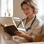Gkstly Hands Free Magnifying Glass with Light Large Screen Reading Magnifier 3 Color Dimmable Magnifier Glass with Ultra Bright LEDs, Flexible for Comfortable Neck Wear Repair Low Vision Elderly