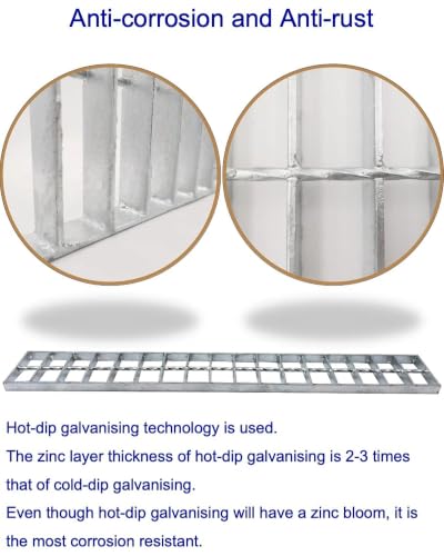 Image of Galvanized Steel Drain Grate, Driveway Channel Cover 24x3 in 2pk