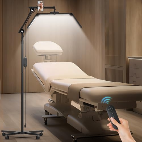 CGBE Lampe à Cils Ultra-Large Pliable: LED Lampadaire Extension de Cils avec 360° Rotative Tête - Base Roulante - Hauteur Réglable - Lampadaire avec...