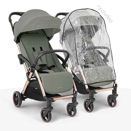 KikkaBoo Silla de Paseo EDEN, Carrito Bebé hasta 22 kg, Plegado Automático, Posición Reclinada, Superligero, Compacto, Verde Militar - imagen 3