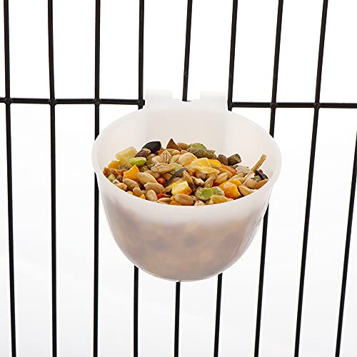 6 Pcs Mini Bird Food Bowl Feeder, Parrot Convenient Hanging Container, Plastic Pigeon Bird Cage Dish (White) #TOP5
