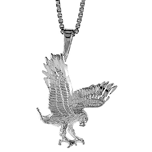 Dainty Sterling Silver Swopping Eagle Pendant Women Men 3/4 inch