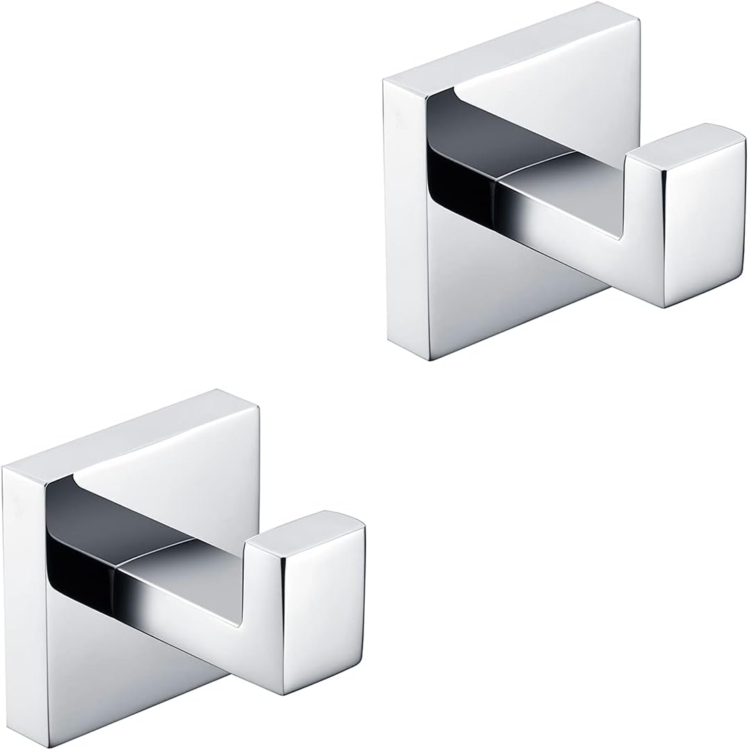 Miyili Bath Towel Hook SUS 304 Stainless Steel Coat/Robe Clothes Hook for Kitchen Garage Wall Mounted Polished Finish(2 Pack), B06C2