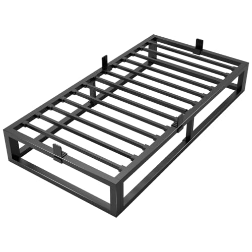 Bilily 10 Inch Twin Bed Frame with Steel Slat Support,Low Profile Twin Metal Platform Bed Frame Support Mattress Foundation,Heavy Duty,No Box Spring Needed,Easy Assembly,Noise Free