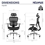 Nouhaus Ergo3D Ergonomic Office Chair Lumbar Support Mesh Office Chair with 4D Adjustable Armrest, Adjustable Headrest and Wheels, Mesh High Back Home Office Desk Chairs(Black) - Image 2