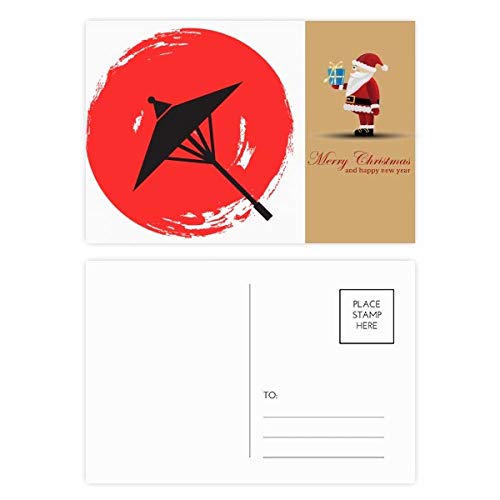 Cartes postales Père Noël avec pinceau japonais pour peinture et aquarelle de fête (Lot de 20)