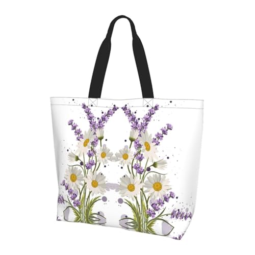 DNBCLEZK Schultertasche mit Blumenmuster, große Tasche, Shopper mit trendigen Drucken, Uni, für den täglichen Gebrauch für Damen und Herren (mehrere Muster-Designs), Schwarz , Einheitsgröße