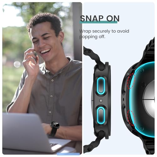 Image of Tensea [5+5Pack for Samsung Galaxy Watch 8 Screen Protector Case 44mm Accessories, Hard PC Bumper /HD Anti-Fog Tempered Glass Protective Film, Face Cover Set, Galaxy Watch 8 Case for Women Men