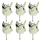 💐【ROSAS BLANCAS PURAS】 Las rosas blancas representan amor y respeto puros, hermosos y elegantes. Los broches de rosas blancas son excelentes opciones para los ramilletes de bodas. Haz que tu boda sea inolvidable.