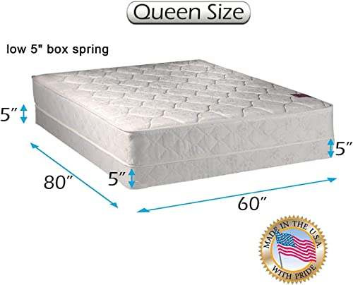 DS Solutions USA Legacy One-Sided Queen Mattress and Low Profile Box Spring Set