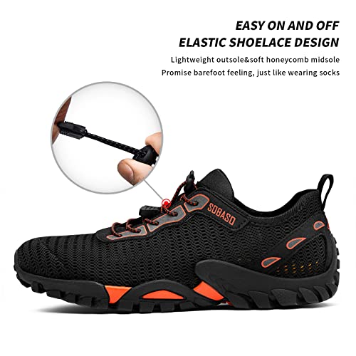Sobaso Water Shoes Women Men Slip On Aqua Beach Swim Shoes For Sport Fish Pool Diving Driving Boating Black Orange #TOP3