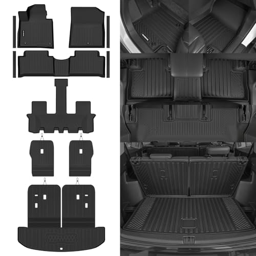 Naibeve Floor Mats for 2021-2026 Kia Sorento Gas 6 Seats/Captain Seat (Not for Hybrid) - All Weather Floor Mats & Trunk Mat with Backrest Mats & 2nd Row Backrest Mats& Door Sill Guards