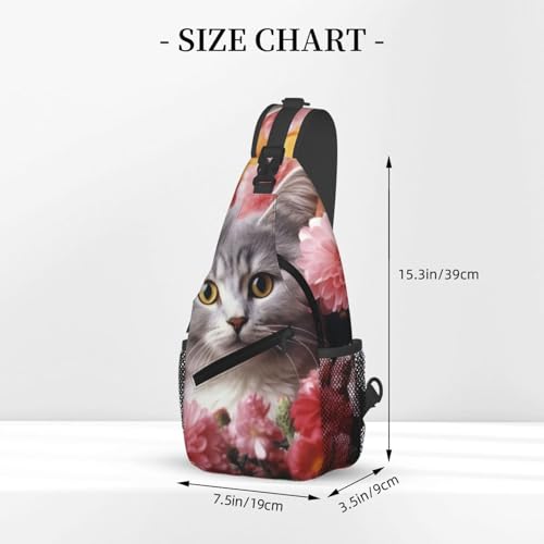 Bolso cruzado Cat in Flowers negro para hombre y mujer miniatura 4
