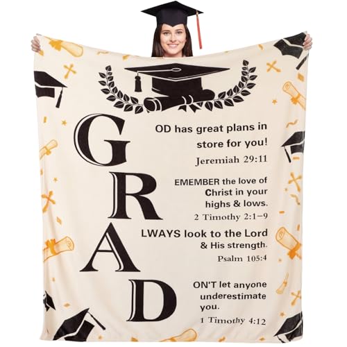 Mindsoft Christian Blankets 2026 Graduation Gifts Class of 2026 Gifts for High School Senior Night Soft Flannel Blanket 50 x 60(Graduation)